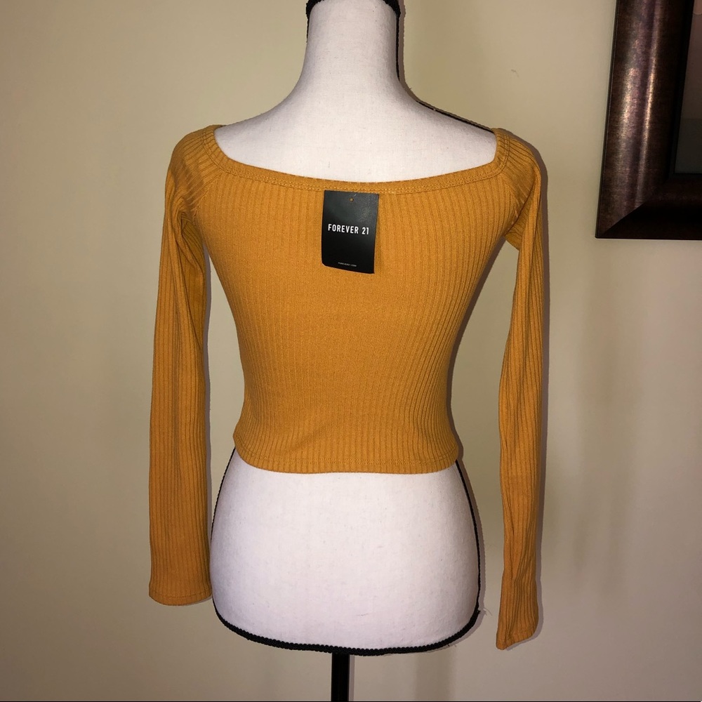 *SOLD* FOREVER 21 Crop Long Sleeve Yellow/Mustard Shirt Top🧡 - Picture 4 of 7
